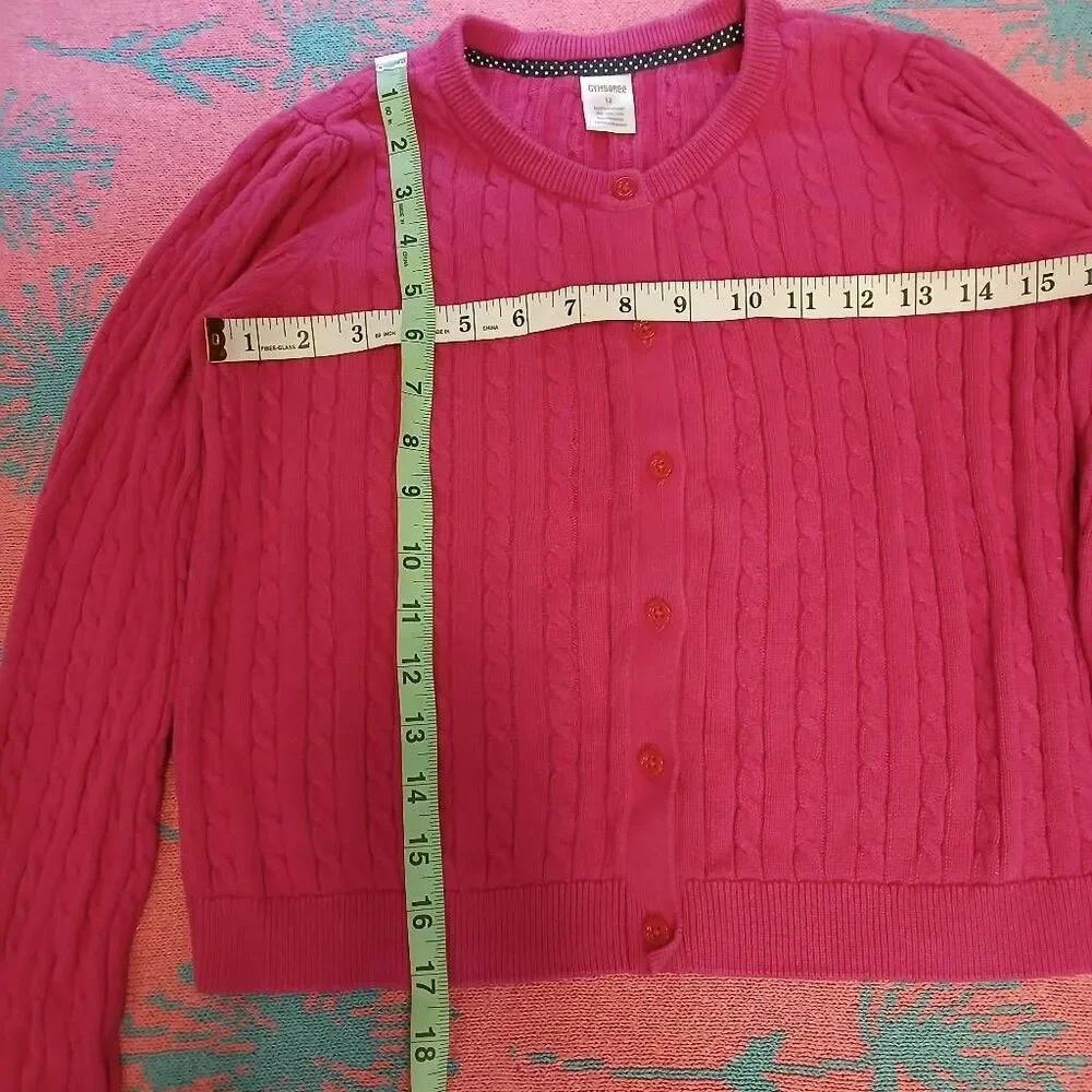 Gymboree girls size 12 pink cable knit sweater cardigan spring summer cotton